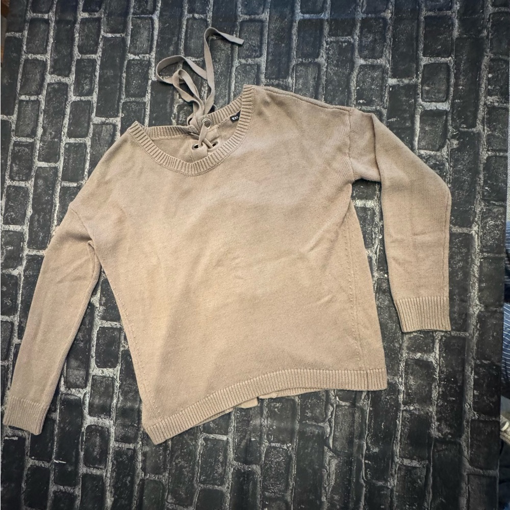 Express Beige Lace-Up Sweater